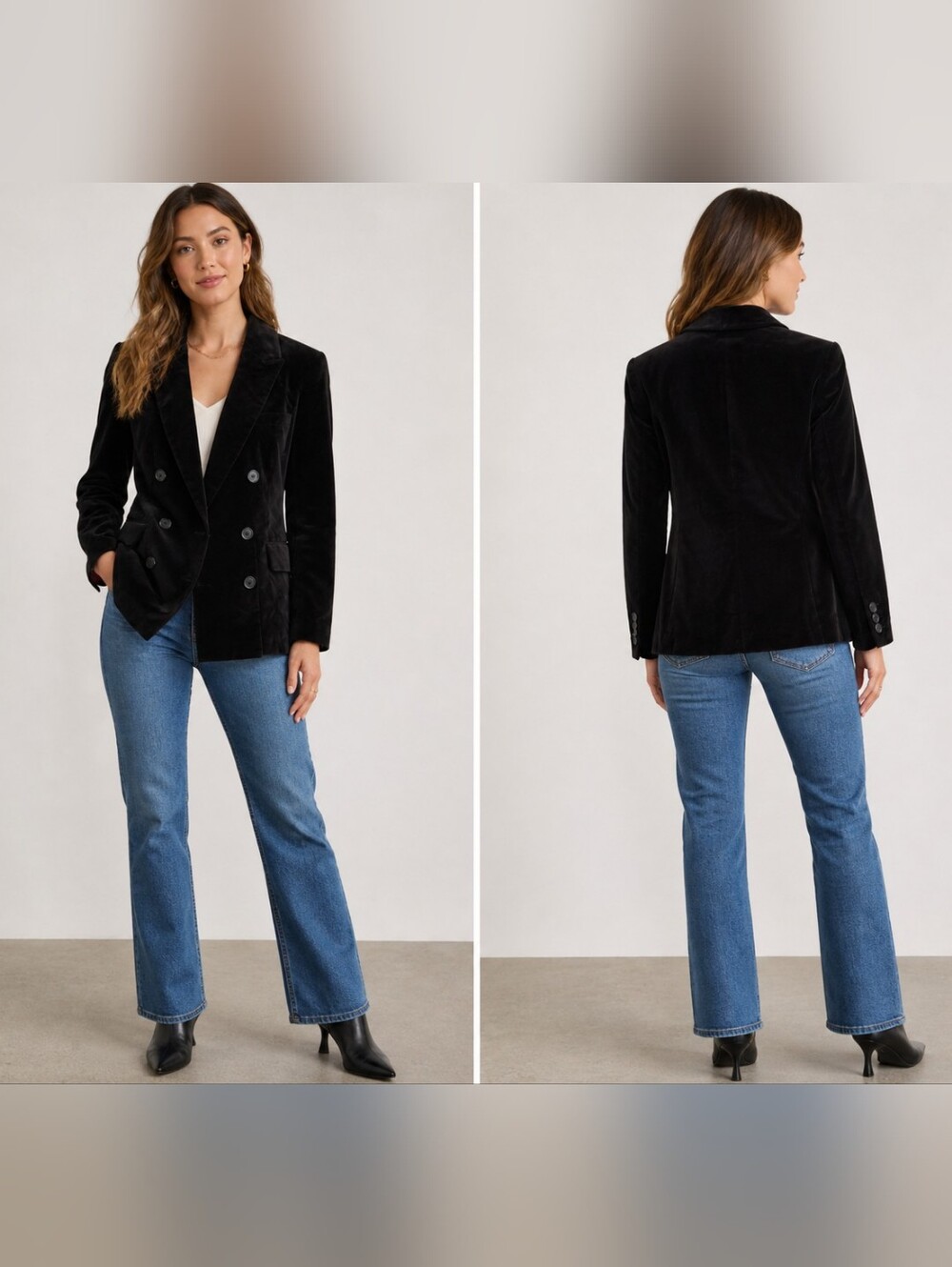 Madewell NWT Black Velvet Double Breasted Blazer XS Fully Lined